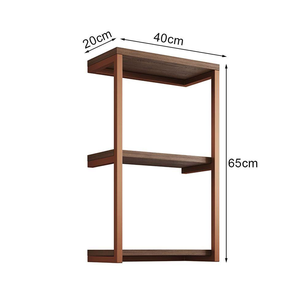 Nicho De Parede Industrial 3 Prateleiras Milão Cobre E Imbuia Marrom