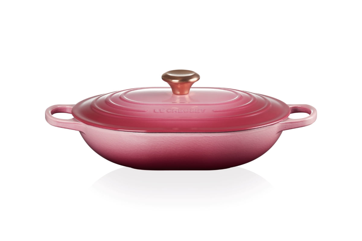 PANELA LE CREUSET OBLONG SIGNATURE EM FERRO FUNDIDO 31CM - Rosa Berry