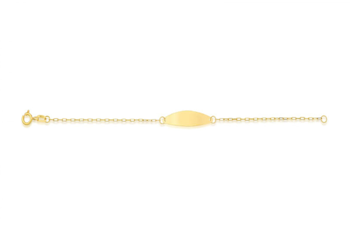 Pulseira Chapa Oval em Ouro 18K Coleção Baby