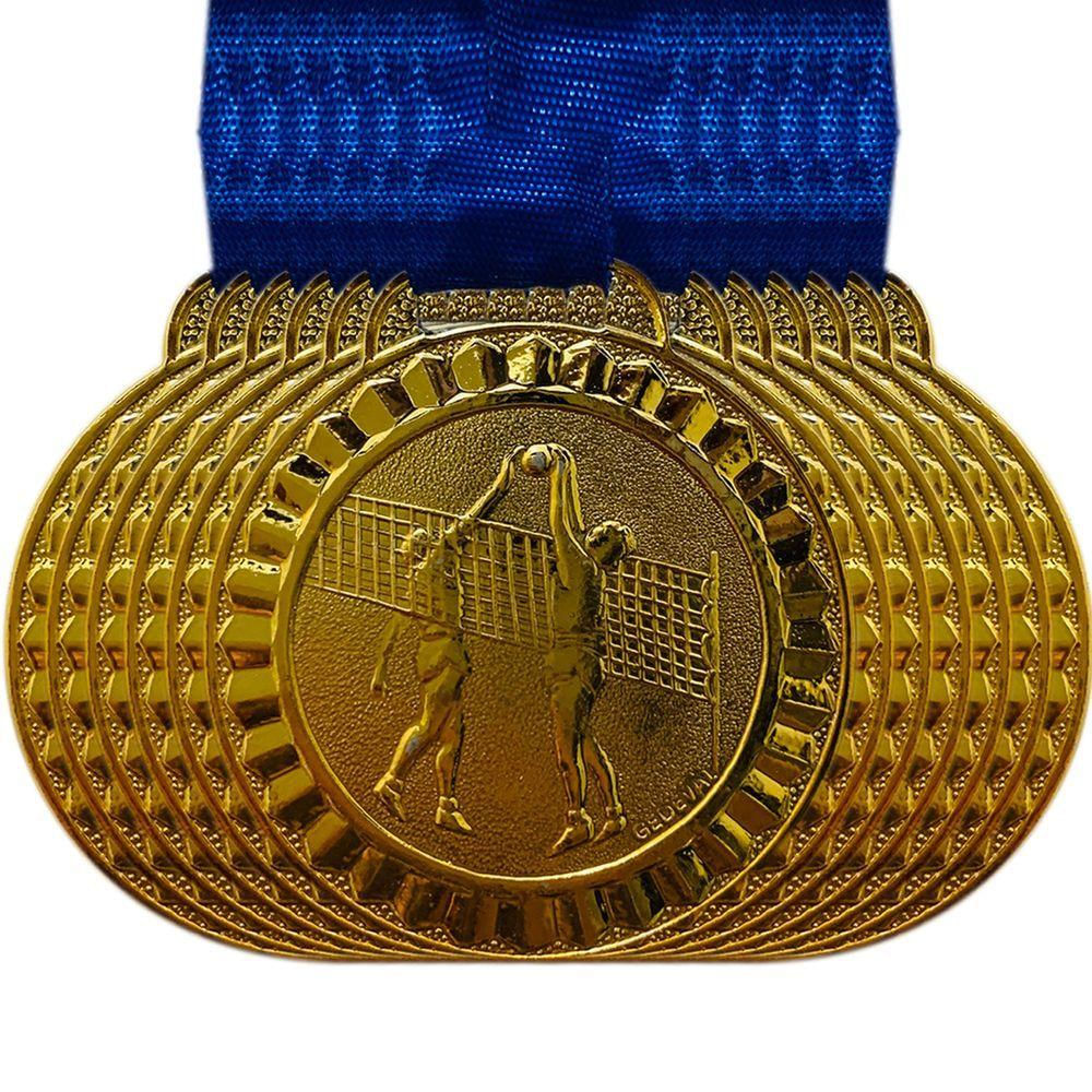 Lote 150 Medalhas Vôleiball Participação Honra Mérito 4,5cm ouro