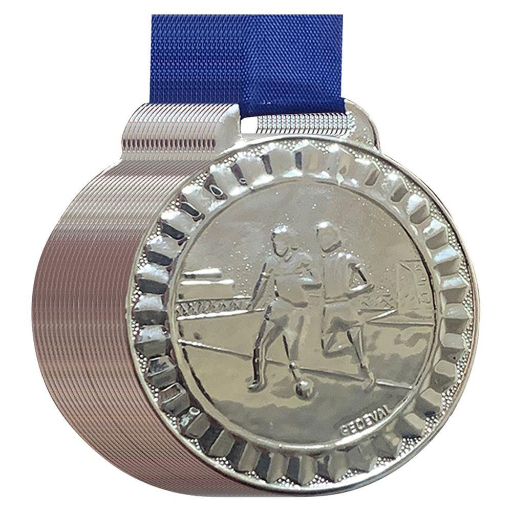 Kit 50 Medalhas De Futebol Futsal Beach Soccer 4,5cm Prêmio prata