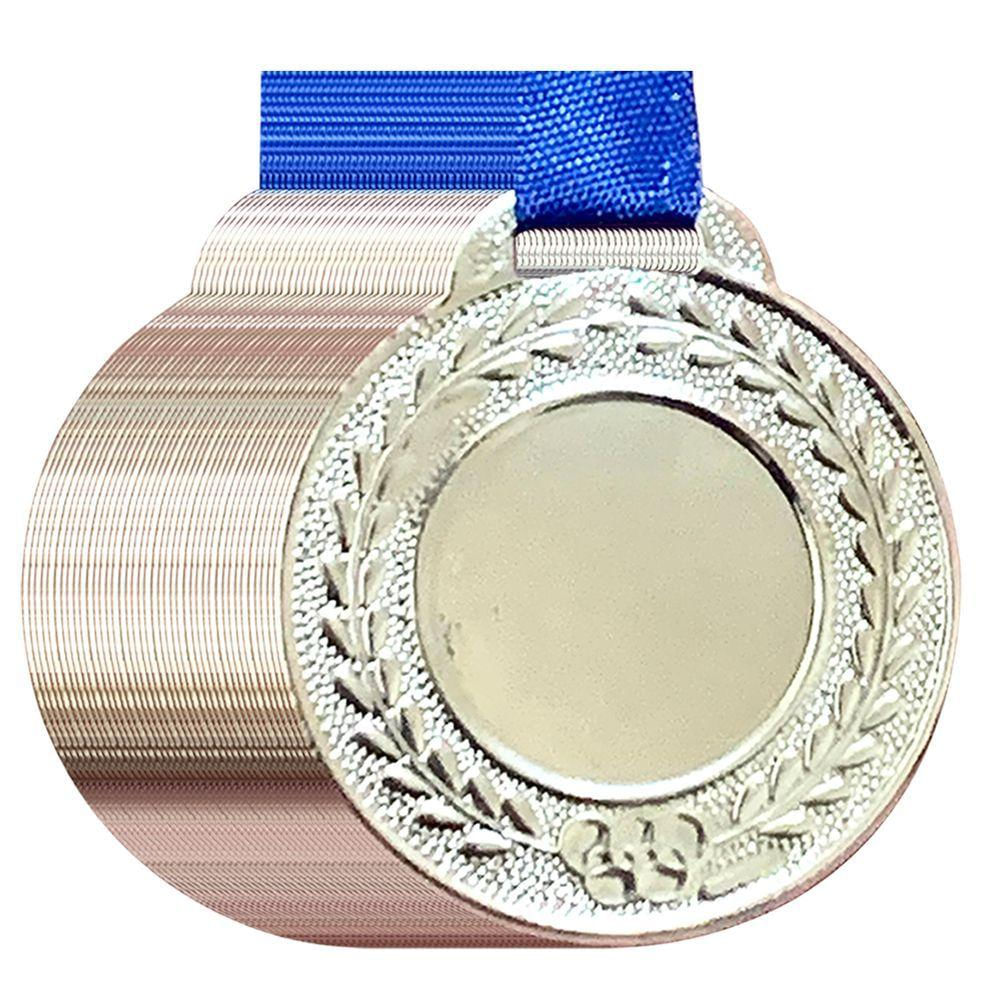 Kit 120 Medalhas Centro Liso Personalizar 3,5 Cm Premiação prata