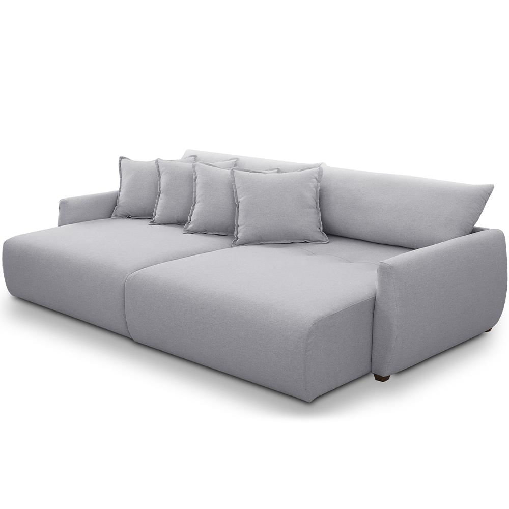 Sofá Cama Retrátil 3 Lugares Para Sala de Estar 190cm Sky T03 Linho Cinza - Lyam Decor