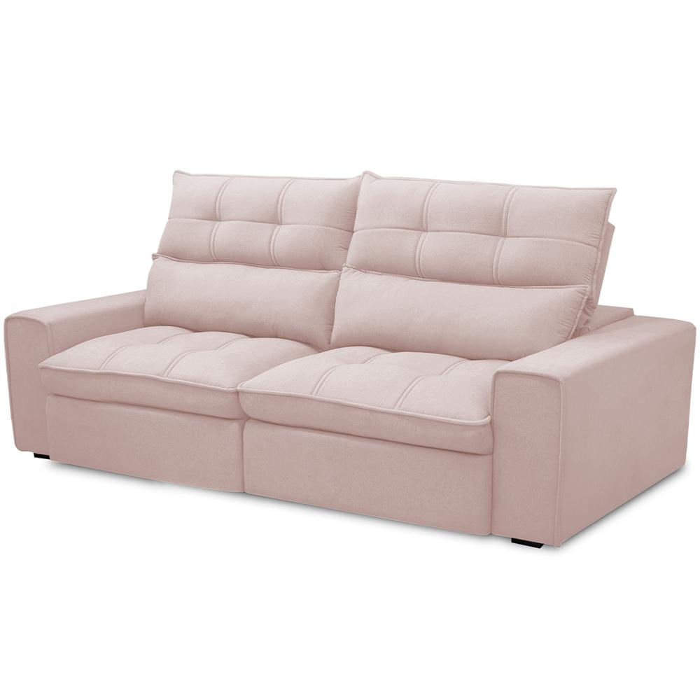 Sofá Retrátil Reclinável Para Sala de Estar Living 210cm Dimas F04 Veludo Rosê - Lyam Decor
