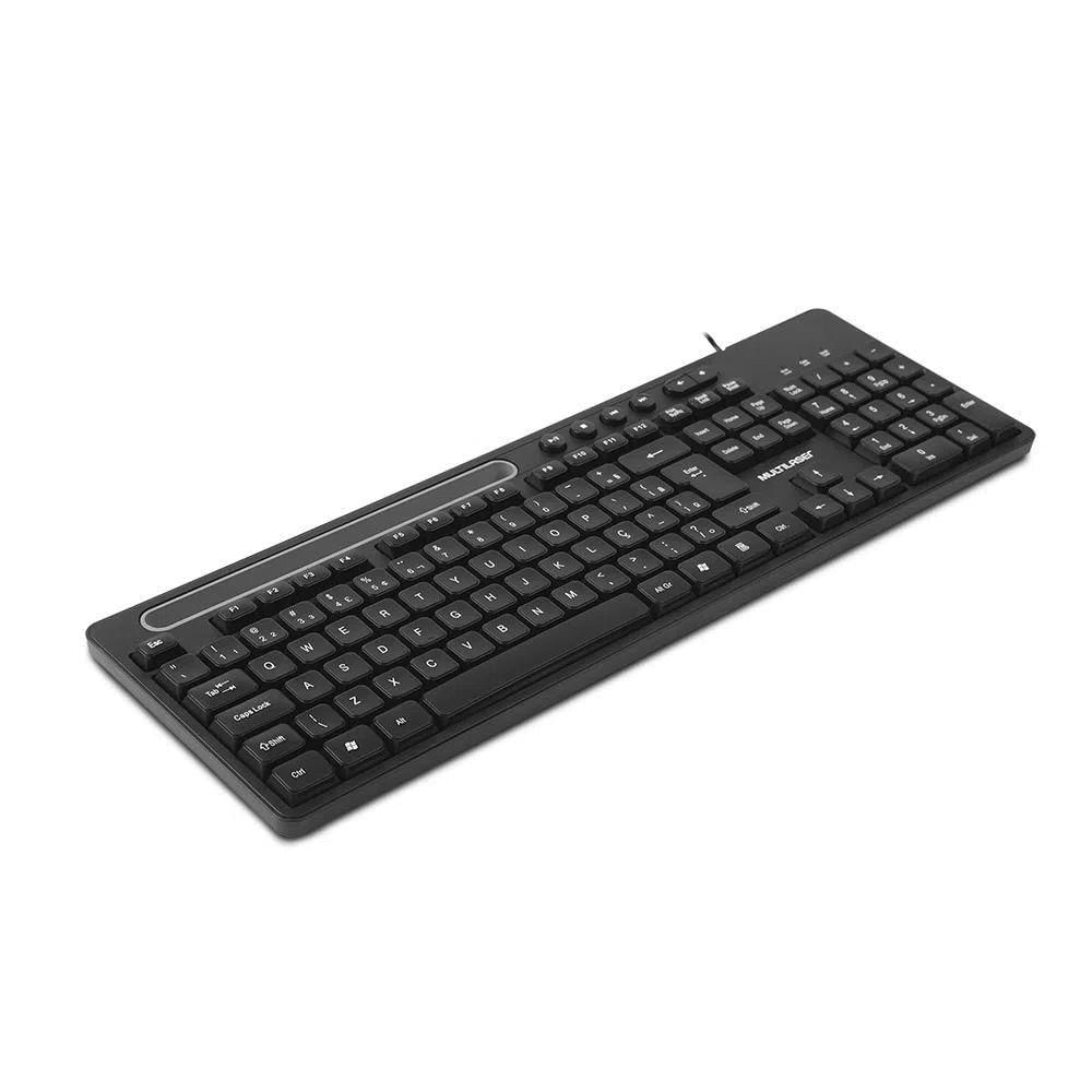 Teclado Multilaser Multimidia Office Usb Preto Com Apoio Para Smartphone - Tc262