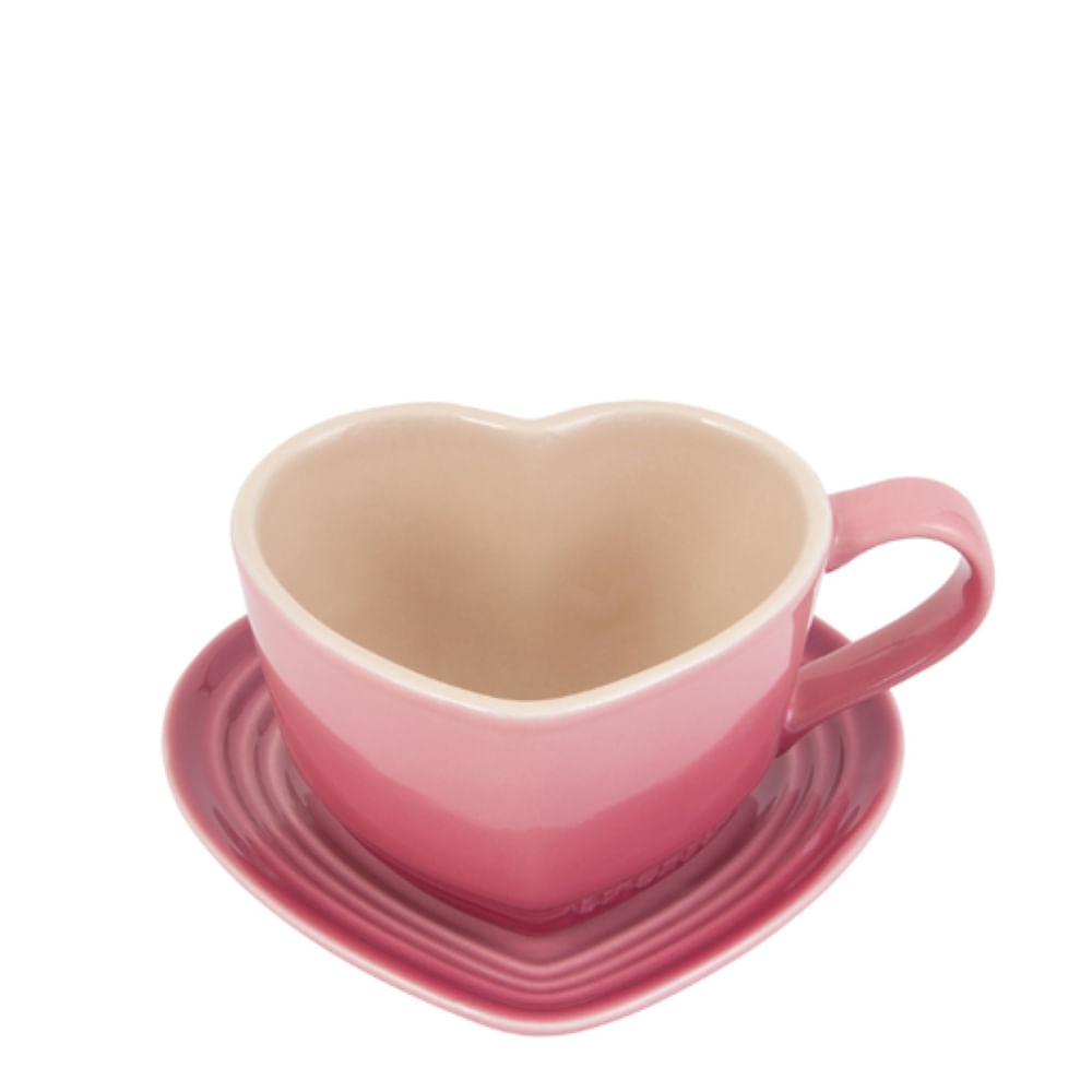 CANECA LE CREUSET FORMATO CORAÇÃO COM PIRES ROSE QUARTZ 220ML 91016800178010