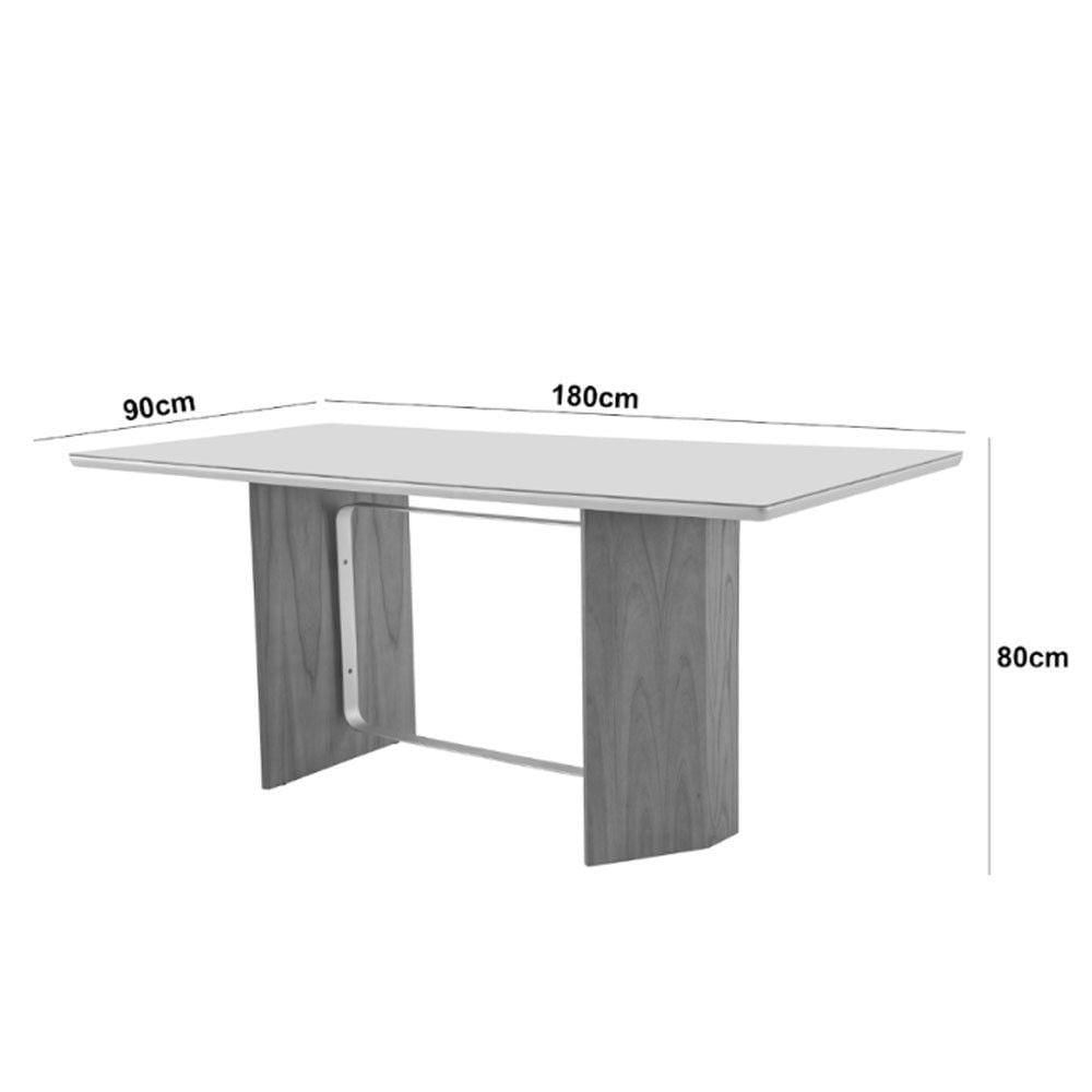 Mesa Para Sala De Jantar Pillar 180cm Moderna Mobília Cinamomo Imbuia-metal Champanhe-champanh