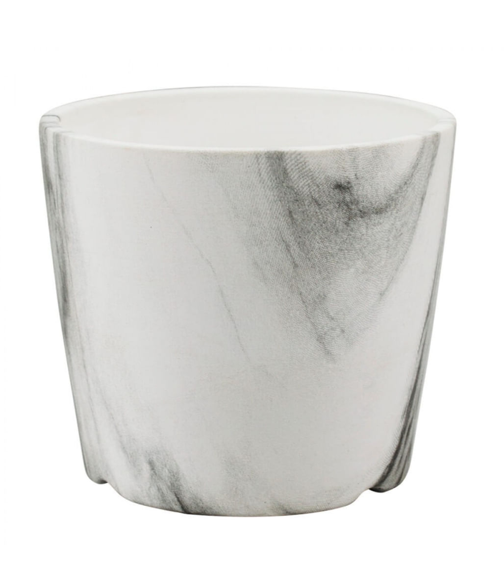 Vaso Porcelana Detalhes Preto Estilo Mármore 9x10x10cm - Tudo em Caixa
