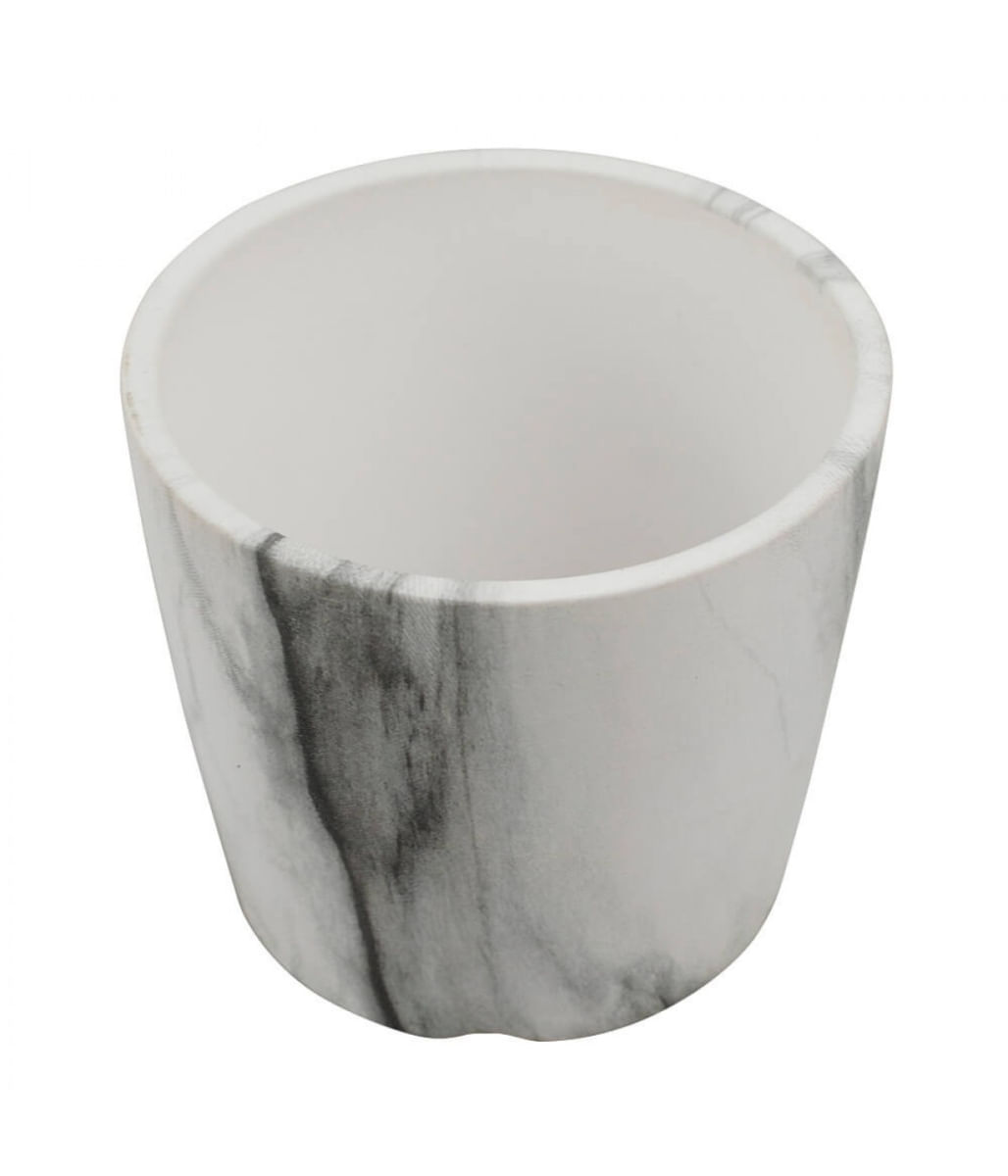 Encontraproduto.com.br - Vaso Porcelana Detalhes Preto Estilo Mármore 9x10x10cm - Tudo em Caixa