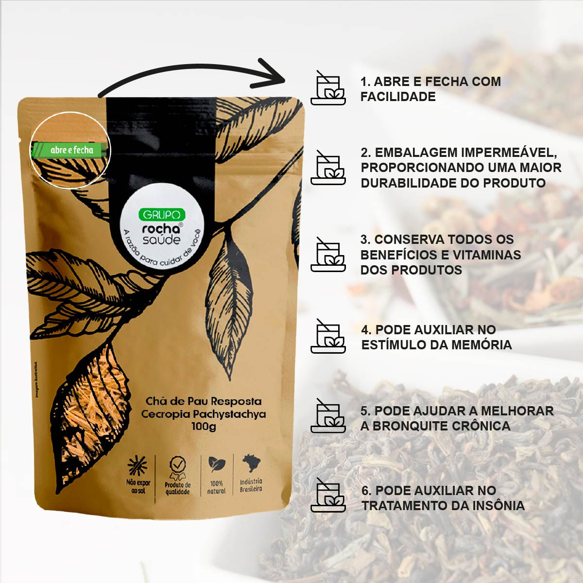 Chá de Pau Resposta - Cecropia Pachystachya - 100g