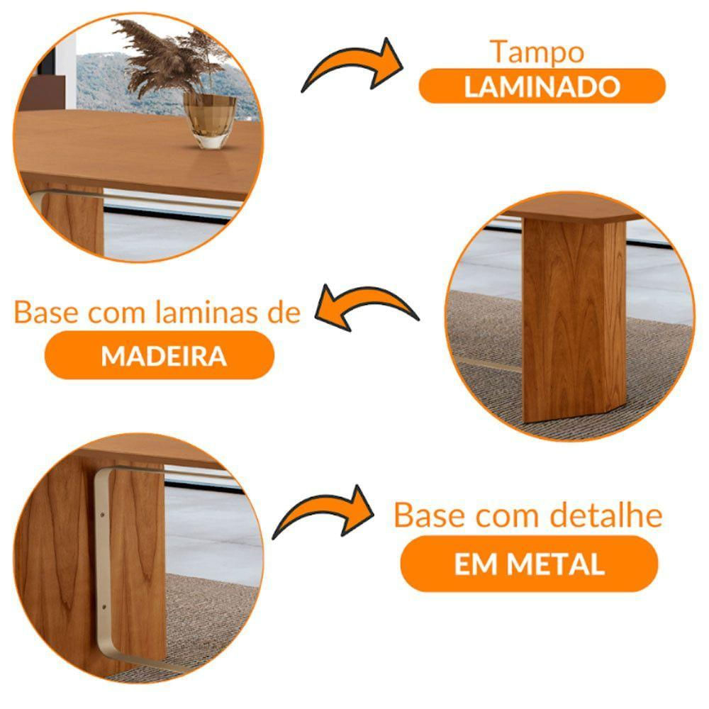 Mesa Para Sala De Jantar Pillar Modernas Mobília Cinamomo Imbuia-metal Champanhe