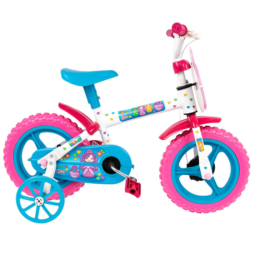 Bicicleta Infantil Aro 12 Feminina com Rodinhas Princesa Tiara - Styll Kids