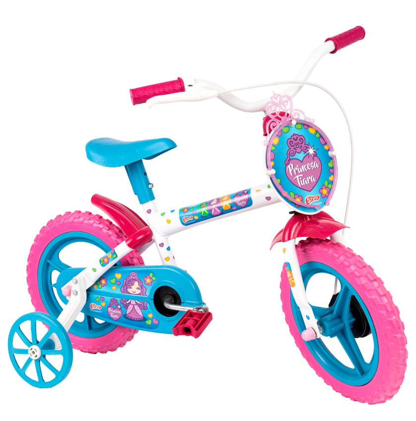 Bicicleta Infantil Aro 12 Feminina com Rodinhas Princesa Tiara - Styll Kids