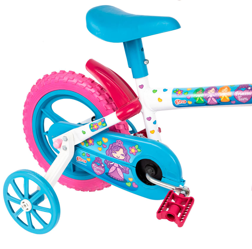 Bicicleta Infantil Aro 12 Feminina com Rodinhas Princesa Tiara - Styll Kids