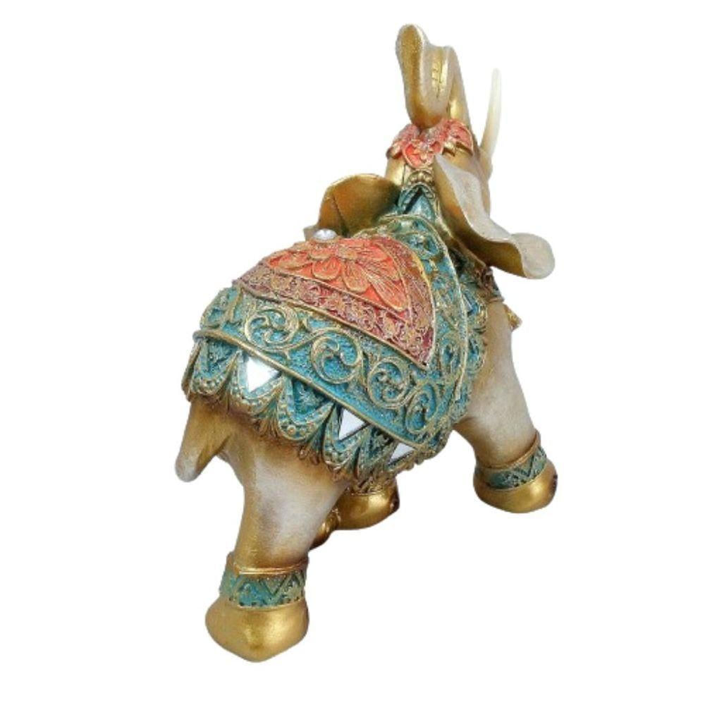 Elefante Decorativo Dourado Indiano Resina 15cm Altura