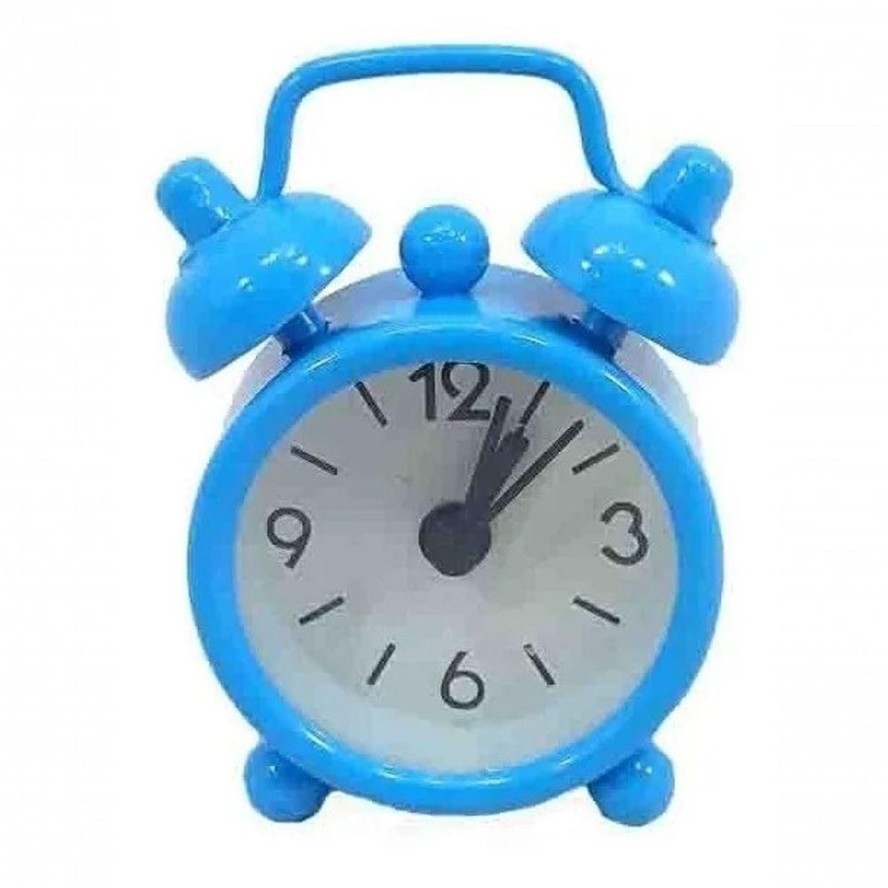 Mini Relógio Despertador 6 Cm Azul Com Alarme