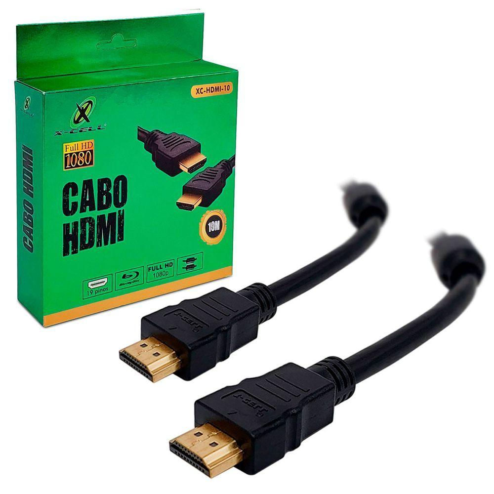 Cabo Hdmi X-cell, Full Hd, Com Filtro, Emborrachado, 1.4v, 10m, Preto - Xc-hdmi-10