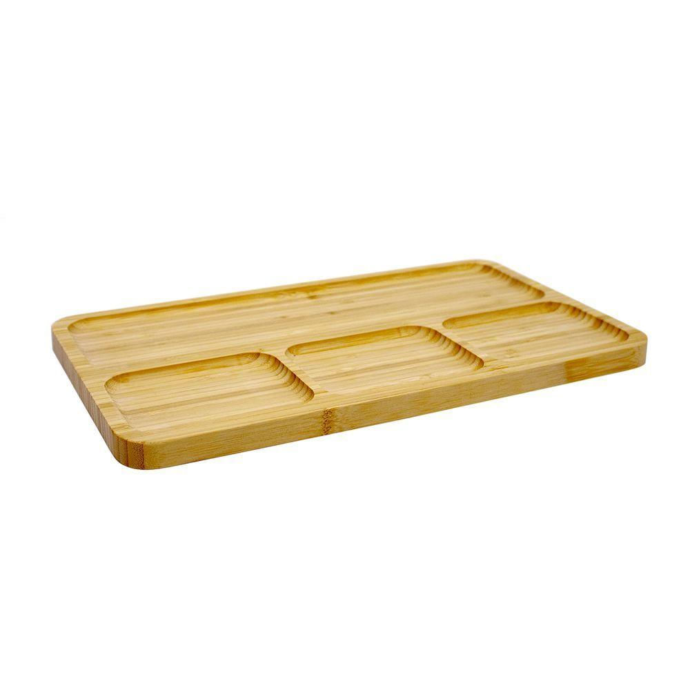 Bandeja De Bambu Para Petiscos Retangular 2x33x20 Cm