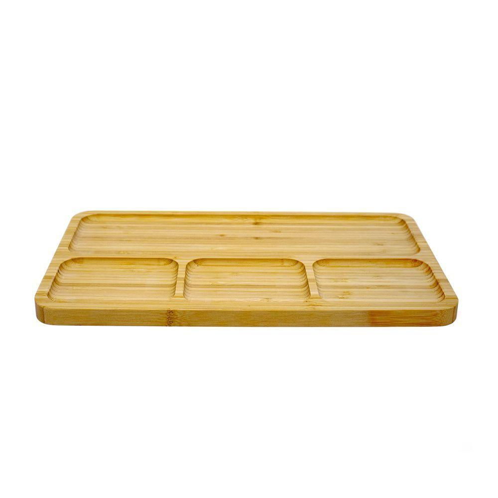 Bandeja De Bambu Para Petiscos Retangular 2x33x20 Cm