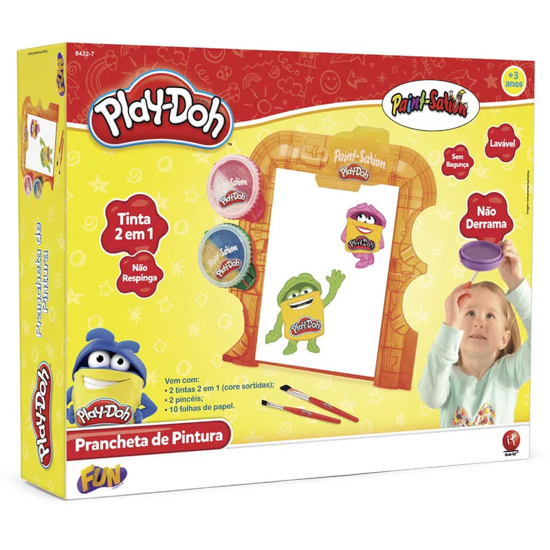 Prancheta Com 2 Potes de Tinta Play-Doh - Fun