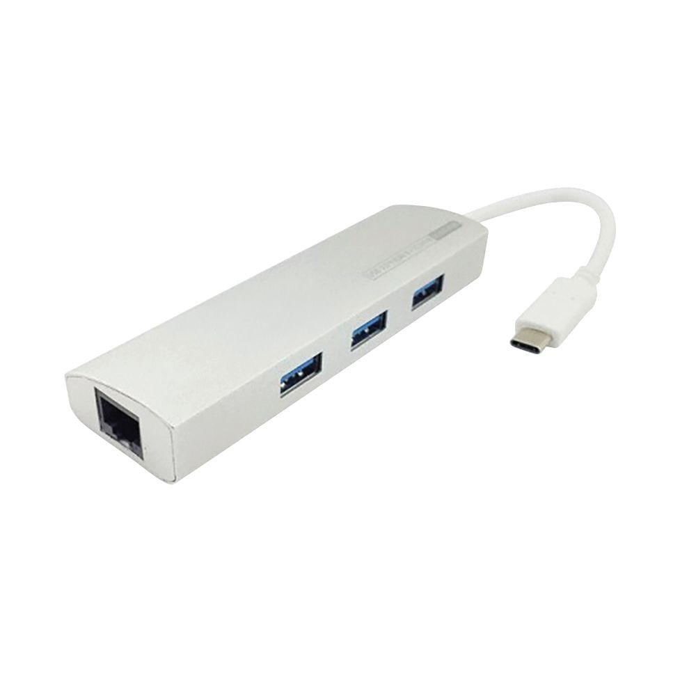 Cabo Adaptador Usb C Macho 3 X Usb 3.0 X Rj45 Femea