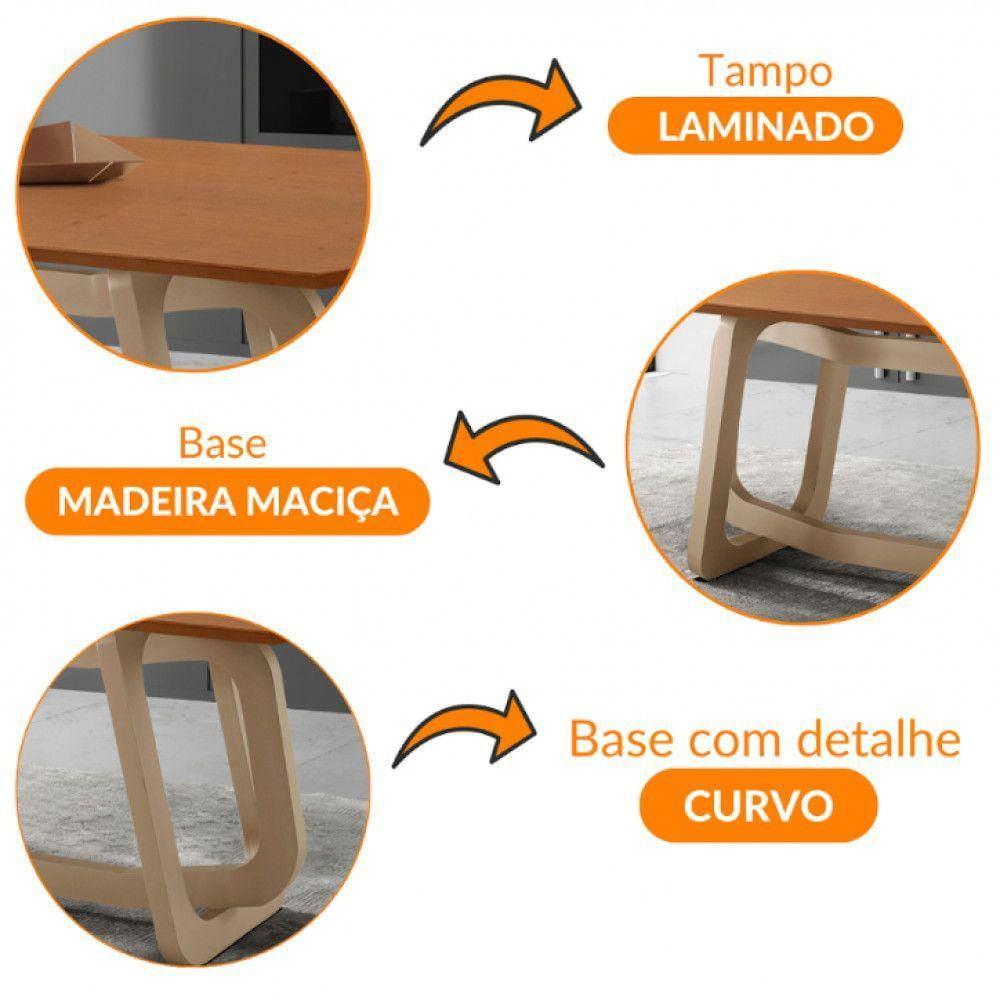 Mesa Para Sala De Jantar Charlote 180cm Moderna Mobília Champanhe-cinamomo Imbuia