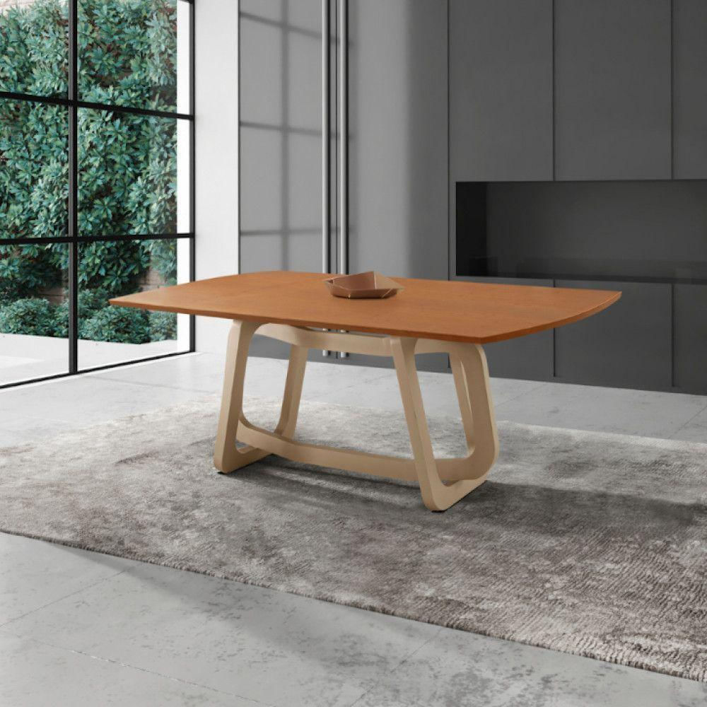 Mesa Para Sala De Jantar Charlote 180cm Moderna Mobília Champanhe-cinamomo Imbuia