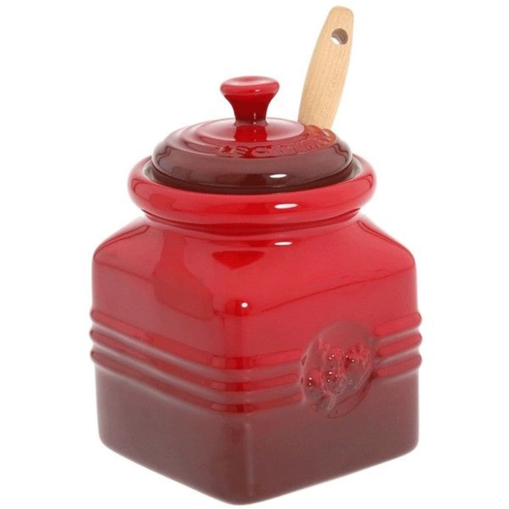 KIT LE CREUSET POTE PARA GELEIA E POTE PARA MANTEIGA EM CERÂMICA VERMELHO