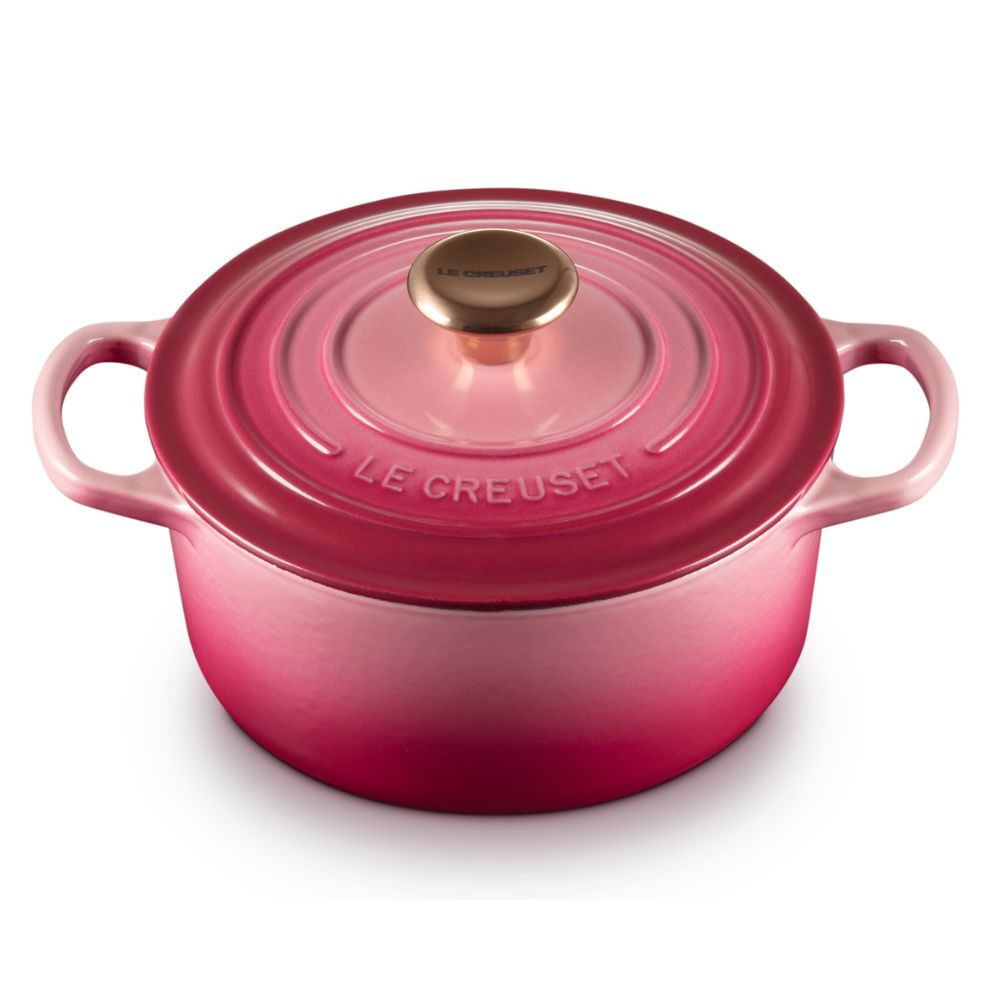 KIT LE CREUSET 5 PANELAS REDONDAS EM FERRO FUNDIDO ROSA BERRY