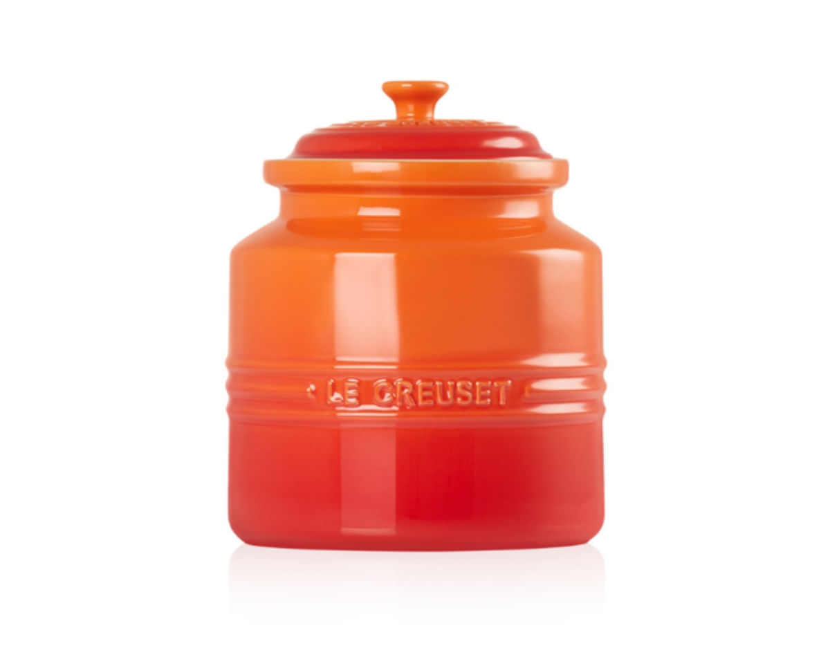 KIT LE CREUSET PRENSA FRANCESA E POTE DE BISCOITO 2,4L EM CERÂMICA LARANJA