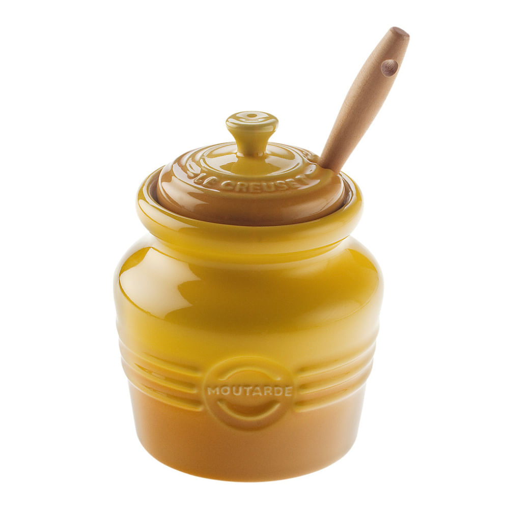 KIT LE CREUSET POTE PARA MOSTARDA AMARELO DIJON + POTE PARA GELEIA VERMELHO