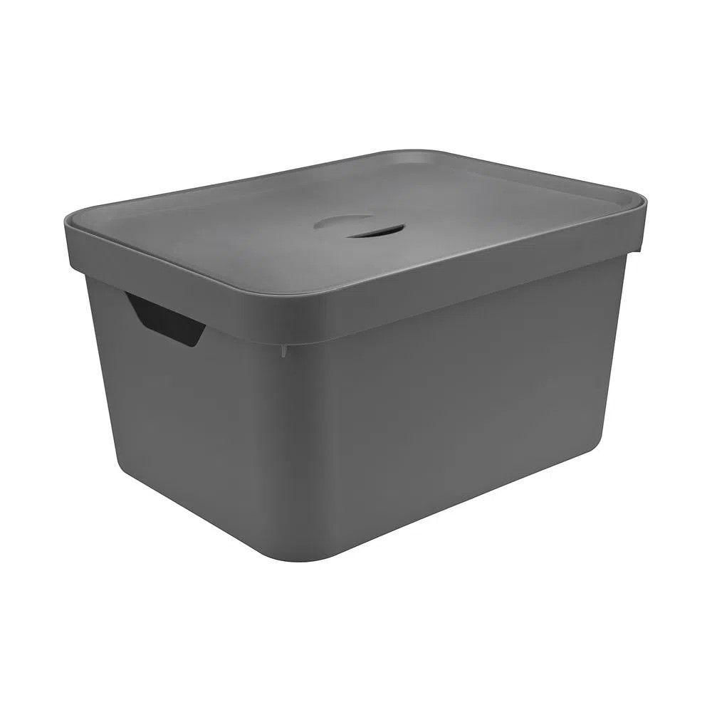 Caixa Organizadora Cube Chumbo 32 L Tampa 46 X 36 X 24,5 Cm