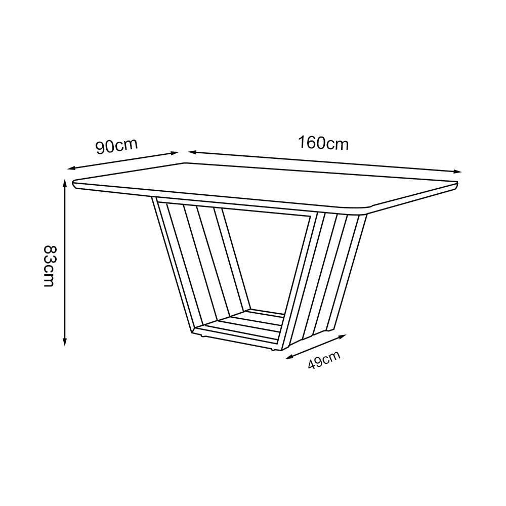 Conjunto De Mesa Safira Tampo Vidro 6 Cadeiras Bege Madeira