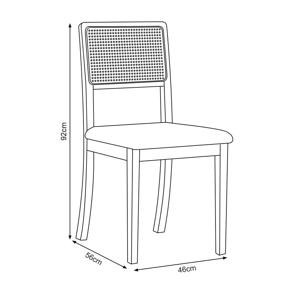 Conjunto De Mesa Safira Tampo Vidro 6 Cadeiras Bege Madeira