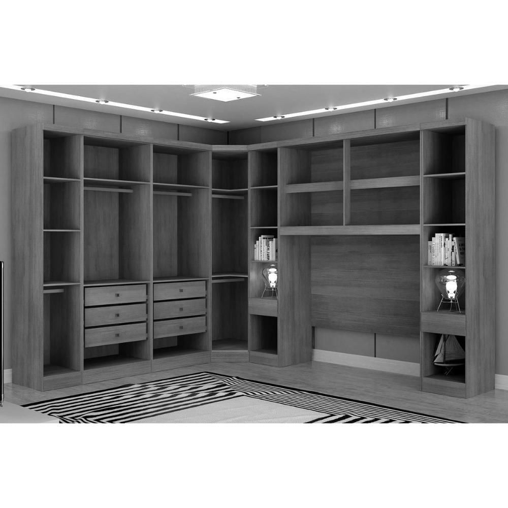 Quarto Rizon 7 Peças (1 Armário Ponte 1 Closet 3 Guarda Roupas ) Freijó-fendioff