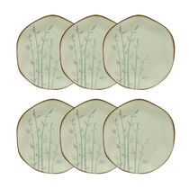 Conjunto 6 Pratos de Sobremesa 21,5 cm Ryo Bambu Porcelana Oxford