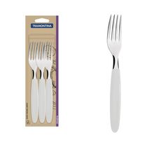 Garfos De Mesa Tramontina Ipanema Com Laminas Em Aço Inox E Cabos De Polipropileno Branco 3 Peças