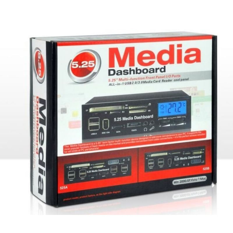 Painel Frontal 525F20 Media Dashboard 5.25 Baia DVD Gabinete