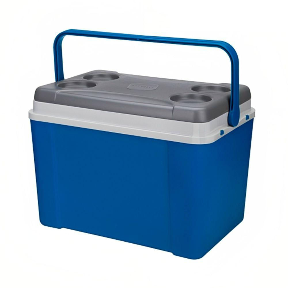 Caixa Térmica Grande Cooler 34 Litros Com Alça Porta Copos Cor:azul