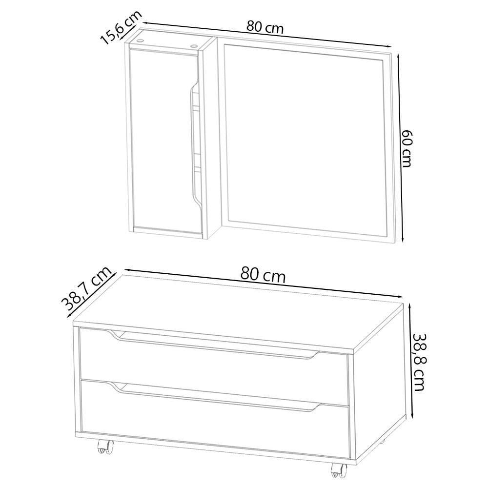 Conjunto 4 Peças Para Banheiro Bn3600x43x44x45 Amendoa Branco Tecno Mobili Amendoa Branco