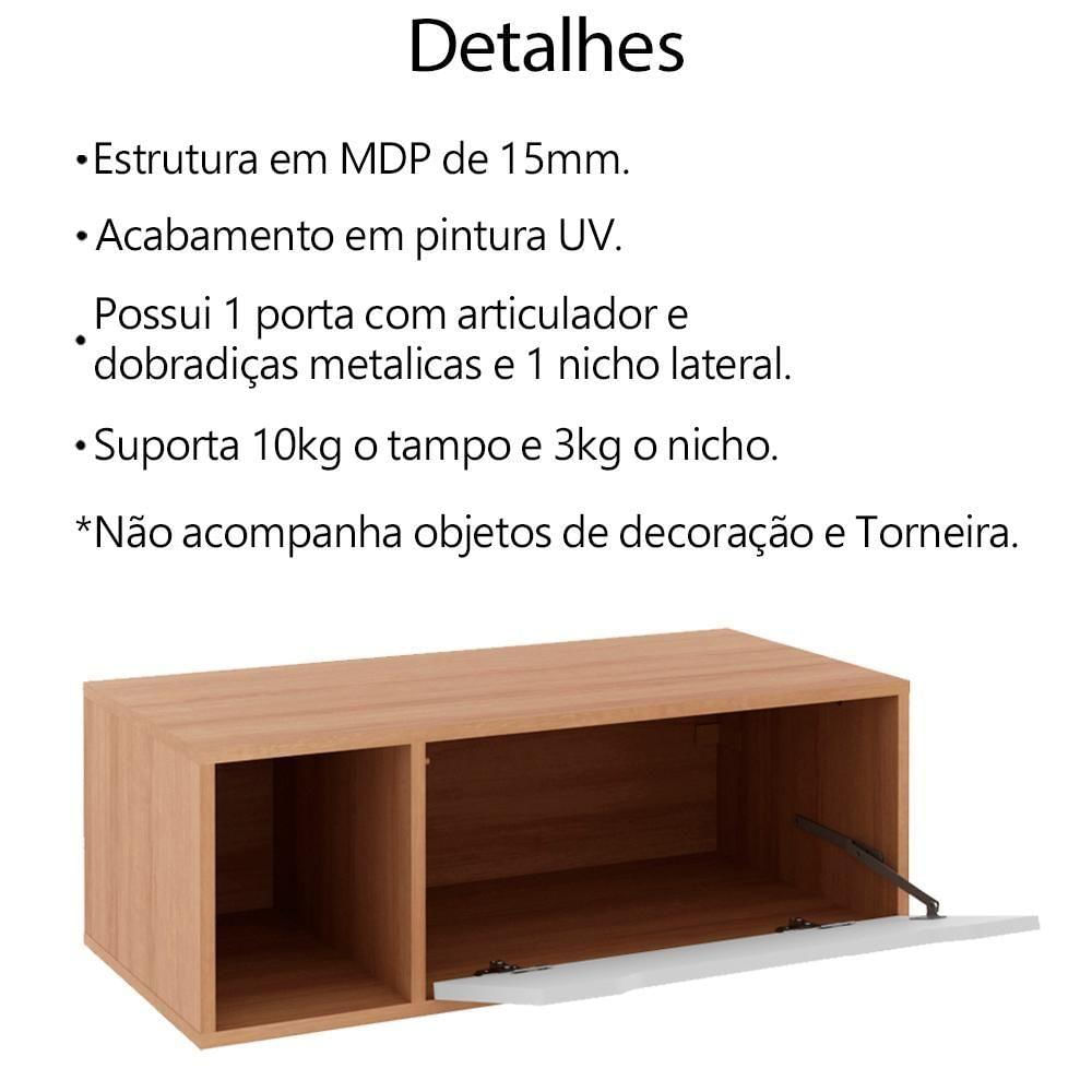 Conjunto 4 Peças Para Banheiro Bn3600x43x44x45 Amendoa Branco Tecno Mobili Amendoa Branco