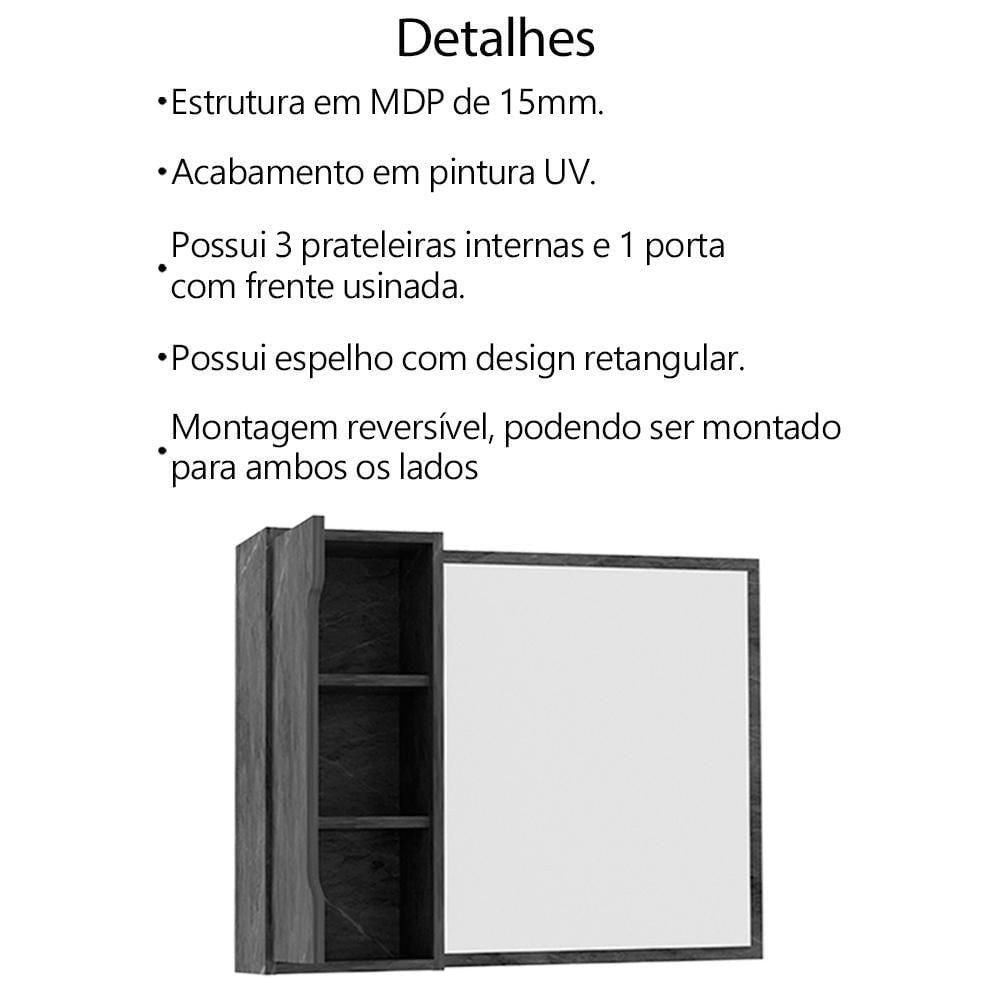 Conjunto 4 Peças Para Banheiro Bn3600x43x44x45 Marmore Lunar Tecno Mobili Marmore Lunar