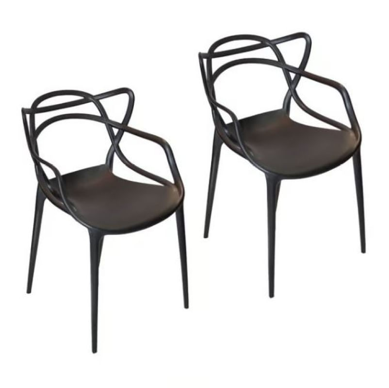 Conjunto com 2 Cadeira Allegra Solna Masters 100% Polipropileno Preta