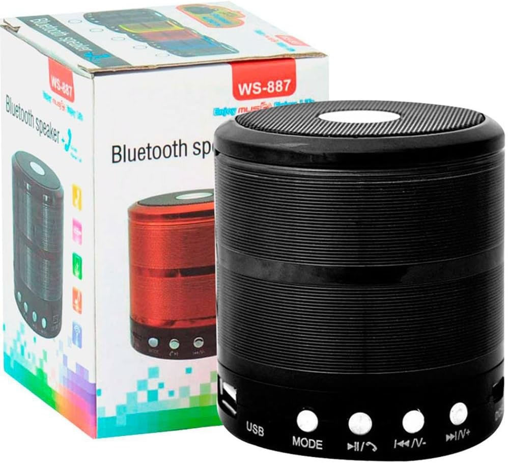 Mini Caixa De Som Speaker Com Bluetooth E Entrada Usb Speaker Ws-887 PRETO