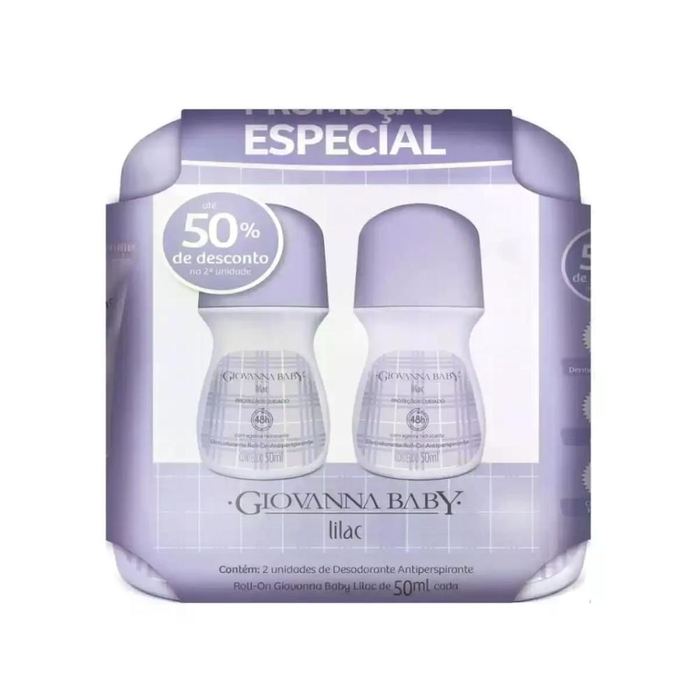 Kit com 2 Desodorante Roll-On Lilac Giovanna Baby 50ML