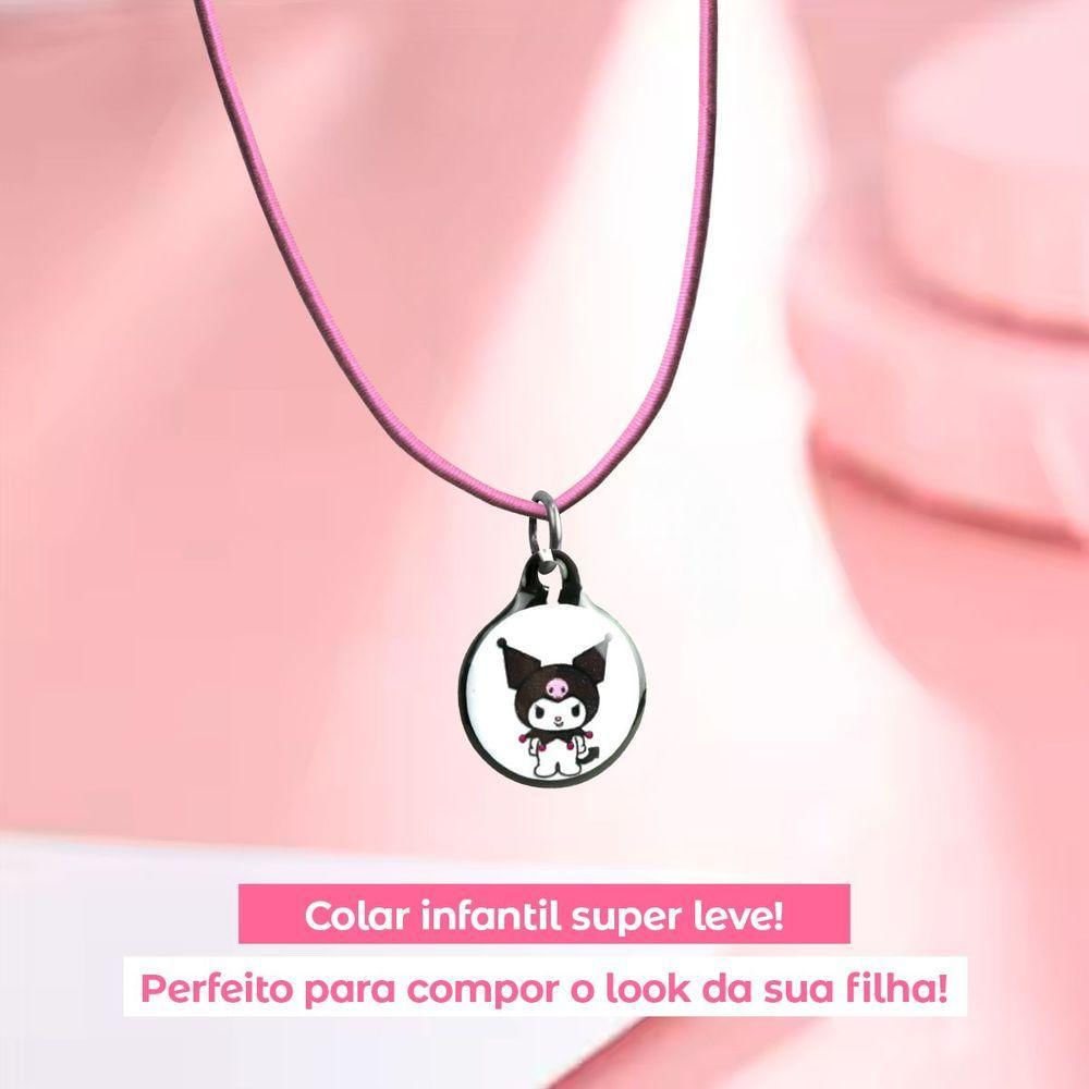 Colar Infantil Menina + Pingente Qualidade Premium My Melody Moda Rosa Amor Ajustavel Preto Presente