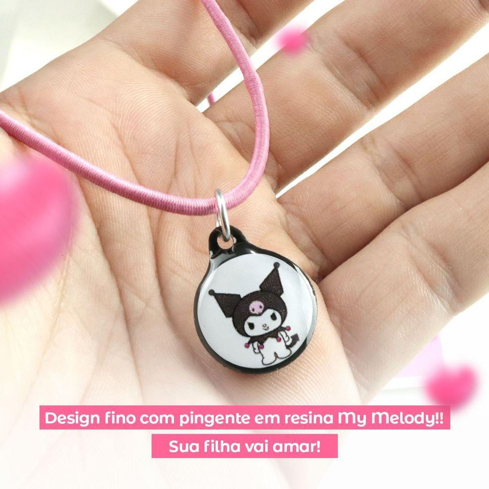 Colar Infantil Menina + Pingente Qualidade Premium My Melody Moda Rosa Amor Ajustavel Preto Presente