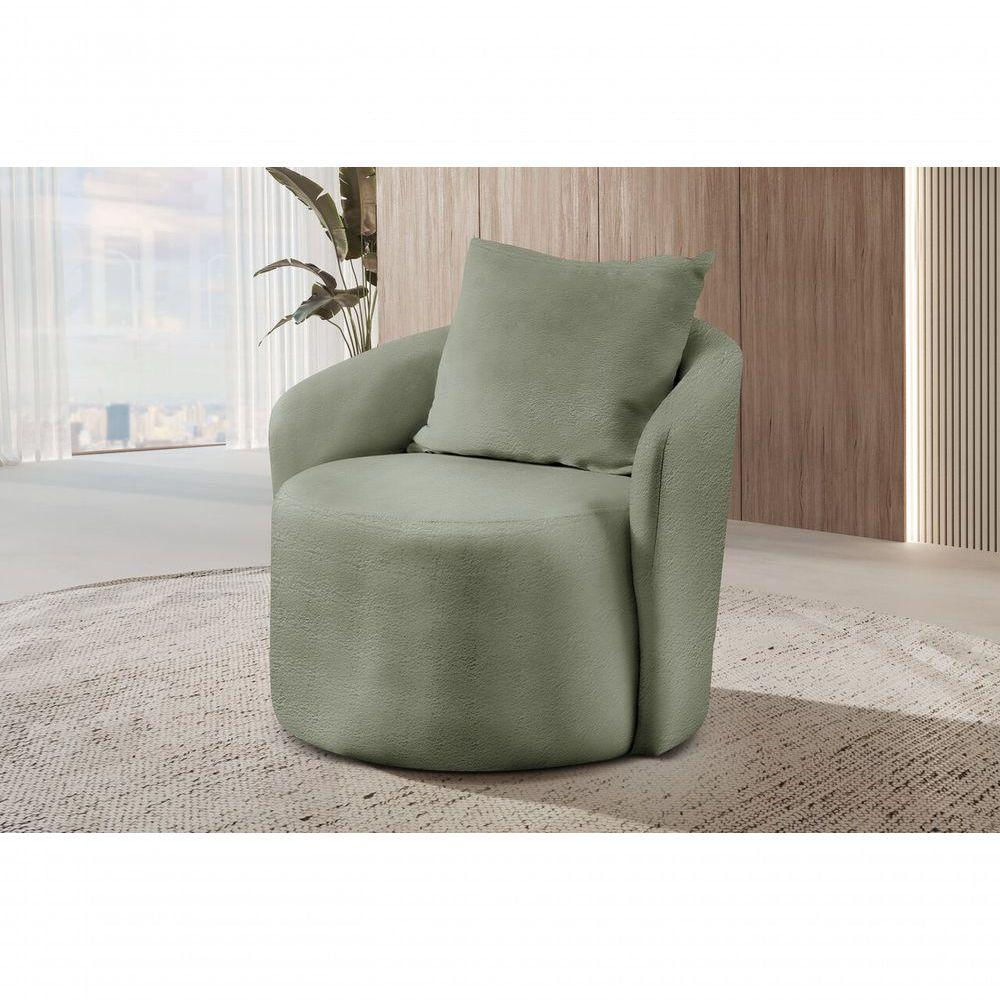 Poltrona Redonda Para Sala Califórnia boucle Verde 403