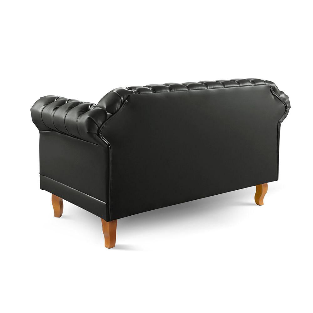 Sofá Duque Chesterfield 2 Lugares couro Ecológico Preto 300