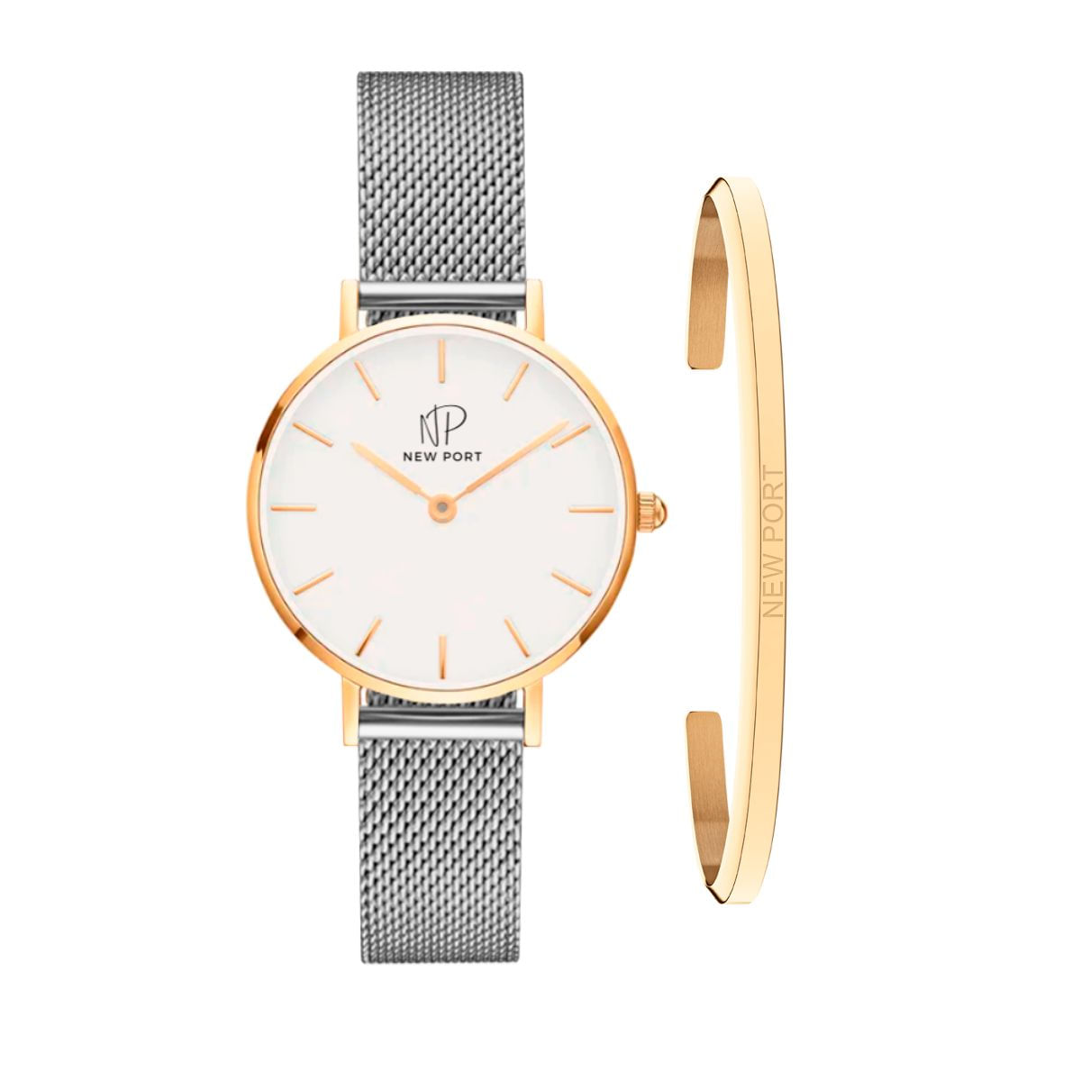 Relógio Feminino Analógico Casual 32mm + Bracelete Dourado